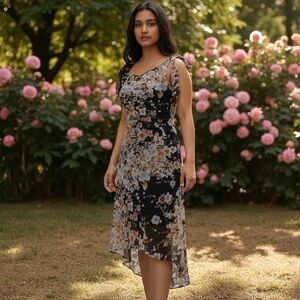 Jonathan Martin Vintage Y2K‎ Midi Dress With Tren Size 0 Feminine Fairy